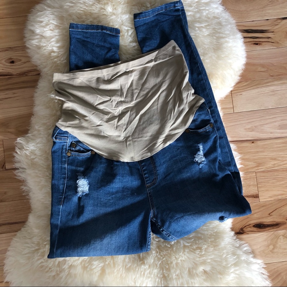 Distressed Maternity Denim Jeans